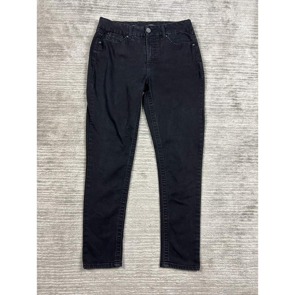 Seven 7 Jeans Womens 12 Black Tummyless High Rise Skinny Denim